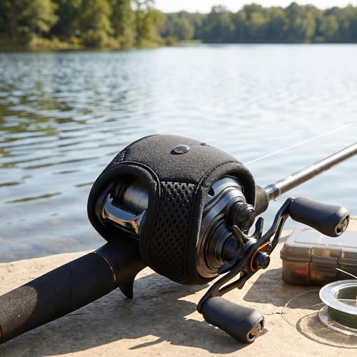 Baitcast Reels Cover Case, Elastic Nylon & Neoprene Materials Breathable Baitcasting Reel Protector Soft Protective Cover Bag for Fishing Wheels - color: Black