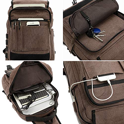 NICGID Tactical Military Backpack Large Daypack Molle Army Assault Pack Bug Out Bag Water Resistant Travel Fishing Hiking Trekking Rucksack - color: Coffee-canvas-808, size: 13.3 inch