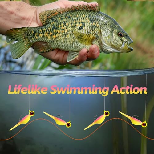 Crappie Lures Kit - Soft Plastic Lures for Trout, Bass, Panfish & Bluegill - 24 Packs - color: Pink-orange