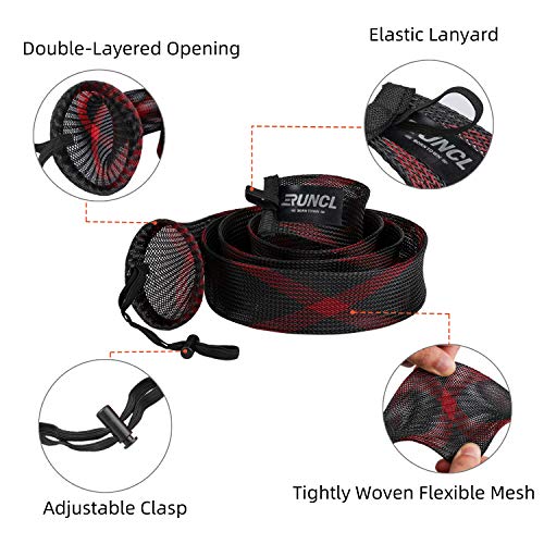 RUNCL Fishing Rod Sleeves & Reel Bags, Spinning/Casting Rod Socks & Spinning/Baitcasting Reel Covers - Protection Solution, Space Saver, Perfect Storage - Fishing Pole Sleeves & Reel Pouch (2 Pack) - color: Casting Rod Sleeves*2pcs+Reel Bags*2pcs,(Red & B