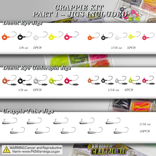 Crappie Lures Tube Lures Jigs Heads Worms Swimbaits Kit, 165, 124, 50 Pcs Pre-Rigged Crappie Jigs Tube Hooks Soft Plastic Grub Worms Baits for Bass Trout Freshwater Saltwater Fishing - color: 130 Pcs - Crappie Lures Tube Lures