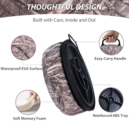 5 Gallon Bucket Seat with 3" Thick Seat Foam Cushion, 360°Swivel Bucket Lid Seat, Waterproof & Silent Bucket Seats for Dove Duck Hunting, Ice Fishing, Baseball, Camping - color: Dry Grass