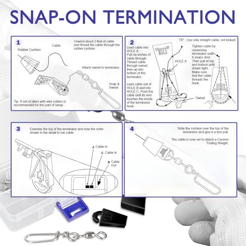 2PSC Fishing Downrigger Cable Terminator Kit with Storage Case, Quick Setup, Universal Downrigger Terminal Kit #2250141