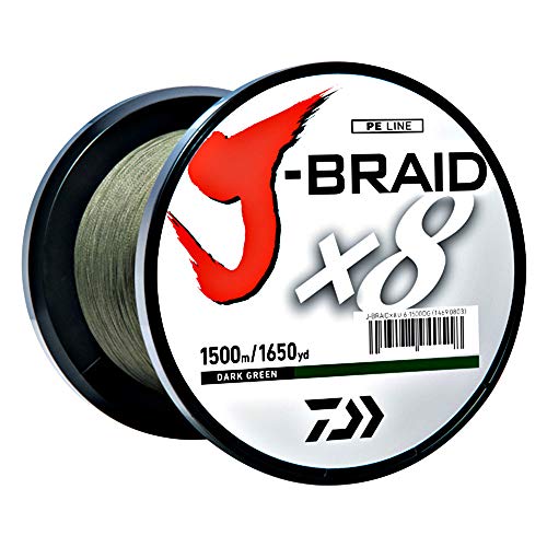 Daiwa J-Braid 300M 8-Strand Woven Round Braid Line - color: DARK GREEN, size: 8 lb