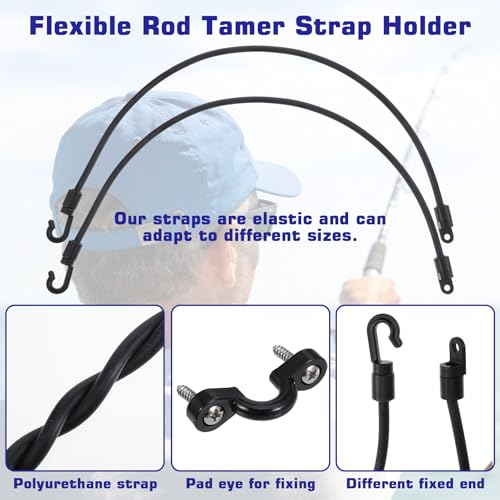 6PCS Rod Strap Holder for Boat, Elastic Deck Mount Connector, High Strength Fishing Rod Straps for Bass Boat Kayak Fishing Truck Equipment(20 Inch)