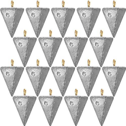 Shimeyao 18 Pieces Pyramid Sinkers Fishing Weights Triangle Fishing Sinkers Rig Pyramid Sinker for Ocean Saltwater Surf Bass Casting Gear Tackle - size: 6 oz