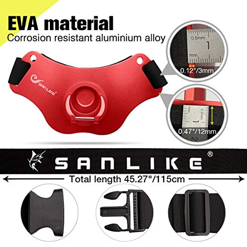 SANLIKE Fishing Belt Fight Belt Adjustable Aluminum Waist Fighting Belt Rod Holder Stand-up Fishing Belt - color: Red