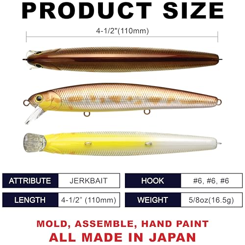 LUCKY CRAFT FlashMinnow 110, Super Glow Series, Saltwater Fishing Lures, Jerkbait Surf Fishing Accessories and Gear, 1-2 ft Slow Suspending Topwater Lure, Halibut and Bass Fishing Lures - color: 763 Aurora Calico Bass