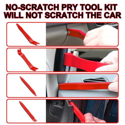 KEZE 15Pcs Carbon Steel Precision Pick & Hook and Trim Removal Tool Set with Scraper and Magnetic Telescoping Tool Kit for Remove Automotive Electronics Maintenance Hoses Gasket Hand Pick Up Tools - color: Red-15 Hook and Pick Set