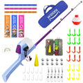 Kids Fishing Pole, Telescopic Fishing Rod, Toddler Collapsible Fishing Rod and Reel Combo with Tackle Box, Fishing Line, Bobber, and Soft Lures for Boy, Girl, Youth, Beginner, Over 4 Years Old - color: Misty Blue & Magic Purple