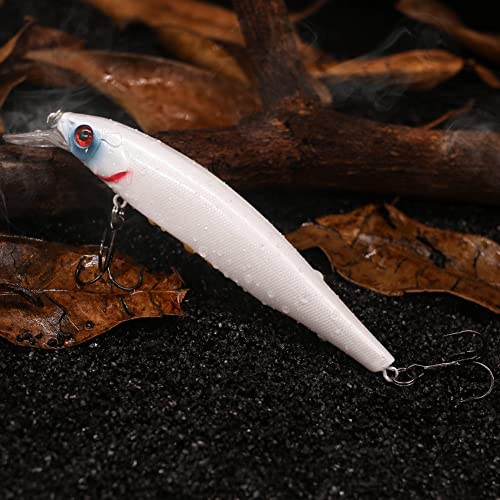XFISHMAN Jerkbait Kit - Minnow Lure - Suspending - Bass, Smallmouth Bass, Walleye, Largemouth Bass - 1 Piece - color: Ghost-Pearl, size: 85mm（3-1/3"in）
