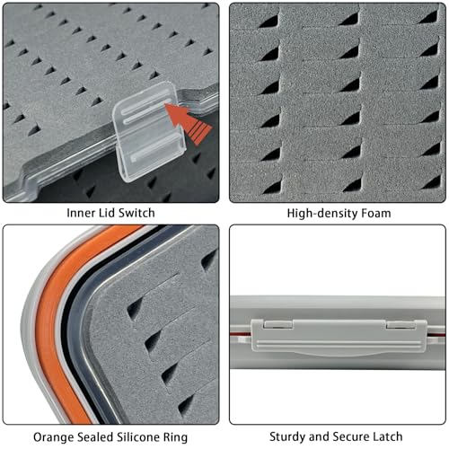 Aventik Large Capacity Waterproof Fly Fishing Box 4-Layer Foam Tackle Fishing Box for Freshwater Saltwater Streamer Storage(H039B+Lanyard) - style: H039B--NEW