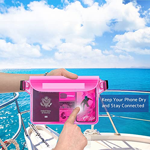AiRunTech Waterproof Sling Shoulder Bag for Women Men, Amusement Theme Park Mexico Cancun Vacation Essentials Accessories Must Haves,Waterproof Pouch for Phone Passport Wallet Purse with Waist Strap - color: Black + Pink