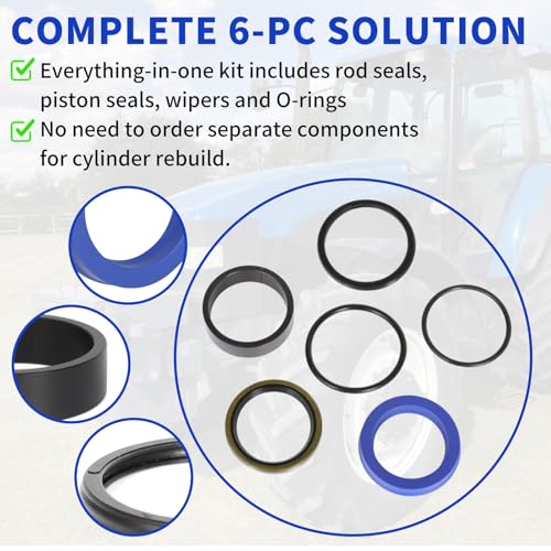 Seal Kit 87311846 for Case IH & New Holland Loaders Hydraulic Cylinder Repair 1.75'' Bore & 1.38'' Rod | 6-pc Nitrile Seal Replacement Set