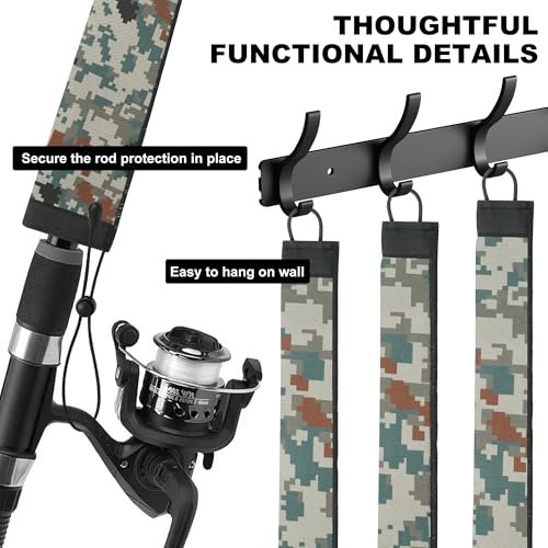 Neoprene Camo Fishing Rod Sleeves,Fishing Pole Sleeves,Fishing Rod Socks | UV Resistance,Puncture Resistant, Protect Casting, Spinning, Trolling Fishing Rods, Storage, tangled-free,75in,68in,60in - color: 2-Digital Camo, size: 69"