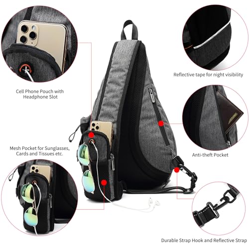 TUDEQU Sling Bag for Men Crossbody Backpack,8 Pockets Sling Backpack Mens Sling Bag,19L Sling Pack,One Strap Backpack for Men | One Strap Backpack with Umbrella Pocket,Sling Backpack with Stability Strap, One Shoulder Backpack for Hiking,Gym,Travel - colo