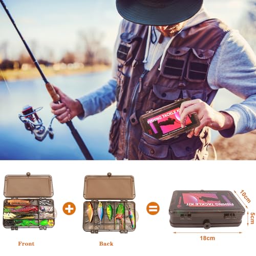 FONMANG 322-Piece Fishing Lures Kit - Buzz Bait/Spinner Baits/Jig/Frog, Fishing Tackle Box with Tackle Included, Soft Bait/Hooks/Weights, Fishing Gear Lure Kit Gift for Men Freshwater Bass Trout - color: B-153pcs Freshwater Fishing Kit
