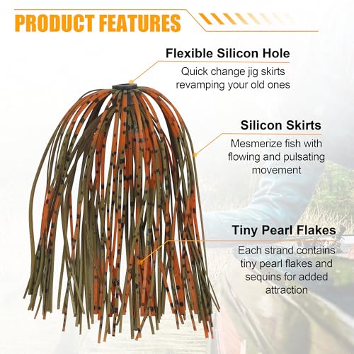 18 Bundles Silicone Jig Skirts 40 Strands Silicone Fishing Unbrella Replacement Skirts Quick Chang for Spinnerbait Bass Jig Lure Making Accessories - style: Red&green-18pcs