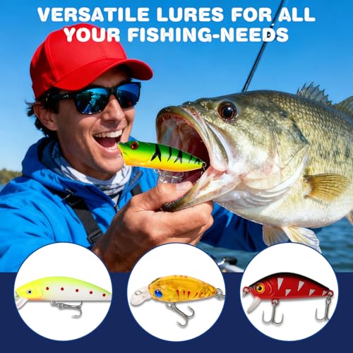Fishing Lures Kit, 24Pcs Assorted Fishing Baits with Crankbaits, Spoon Lures, Hooks, Weights & Accessories, Fish Tackle Gift Set for Men, Bass Freshwater - size: B