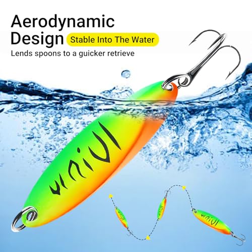 Fishing Jig Spoons Lure Set, 5pcs/25pcs Hard Metal Spinner Baits Spoon Premium Durable Treble Hooks for Bass Salmon Trout Lures Saltwater & Freshwater (5g/7g/10g/15g/20g/21g) - color: 5pcs-7g