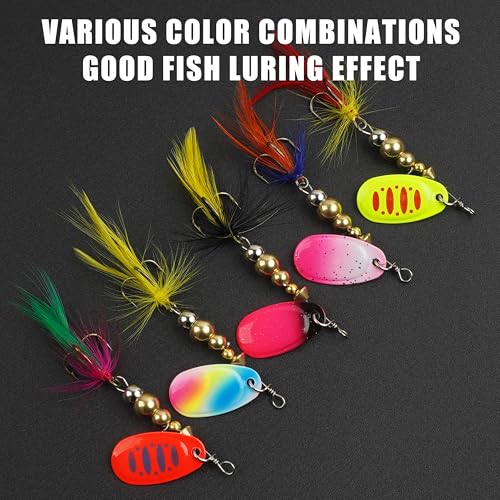 Spinnerbaits Rooster Bait Tail Fishing Lures Kit Inline Spinner Spoon Lures Bass Salmon Trout Hard Metal Spinner Baits for Saltwater Freshwater - style: 5pcs Spinnerbaits-d