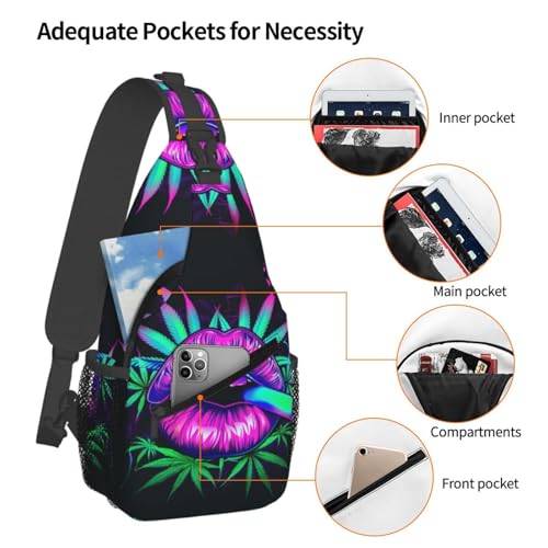 Colored Lips Outdoor Crossbody Shoulder Bag For Unisex Young Adult Hiking Bicycling - color: 21