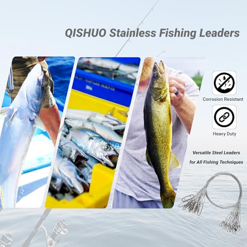 QISHUO Heavy Steel Fishing Leader Saltwater High Strength Wire Leader Line Bait Freshwater Fishing Leaders Stainless White Nickel - size: Size #3 (9.8in-40lb) 30pcs