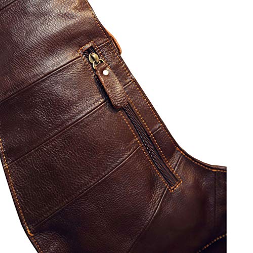 Hebetag Leather Sling Bag Crossbody Backpack for Men Women Travel Outdoor Camping - color: #01coffee