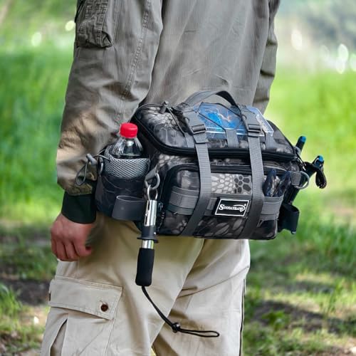 Sougayilang Fishing Tackle Bags - Fishing Tackle Storage Bags for Saltwater or Freshwater Fishing Gear - Padded Shoulder Strap - Tackle Box Bag Fishing Bag(Grey) - color: Grey without a 3600 Tackle Tray