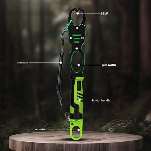 12.4-inch Aluminum Alloy Fish Lip Gripper, 360-degree Rotating Non-Slip Handle, Opening Width 3.8 cm, Maximum Weight Bearing Weight 40 pounds, Waist Buckle Design, Lost Rope, Men's Gift