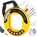 Non-Conductive Fish Tape Wire Puller 197 FT x 4.5 mm with Gloves and 7 Adapters, Flexible PET Wire Fishing Tools for Walls and Electrical Conduit, Rust-Proof - size: 197Ft kit