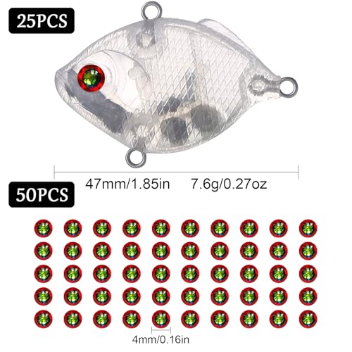 20pcs/25pcs Fishing Blanks Lures Kit Fishing Topwater Unpainted Swimbait Unpainted Crankbaits Hard Baits DIY Lure for Bass Salmon Trout Saltwater and Freshwater - color: 25PCS 1.85″/0.27oz