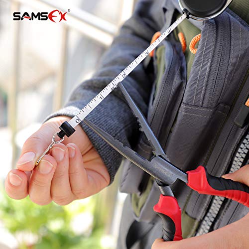 SAMSFX Fishing Zinger Retractors Retractable Tape Measure with Fly Fishing Knot Tying Tool Combo - color: Tape Measure Retractors & Silver Nail Knot Tying Tool, Black Grip