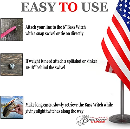DeLong Lures – Made in USA 6" Bass Fishing Worms, Pre-Rigged Weedless & Unrigged Soft Plastic Baits, Anise-Scented Durable Lures for Freshwater & Saltwater - color: Variety 5 Pack