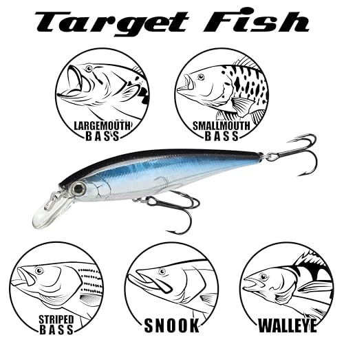 LUCKY CRAFT Pointer 78SP Fishing Lures, 3" Freshwater Bass & Trout Lures, Suspending 4ft-5ft Depth, Jerkbait, Bass Fishing Gear and Accessories, Ghost & Aurora - color: 578 NC Clear Lake Hitch Sakura