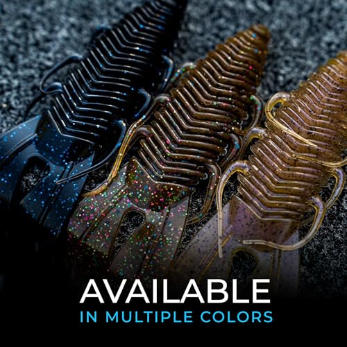 6th Sense – Bodega – Soft Plastic Creature Bait – Bass Fishing – Twin Ridge Tail Action – Multiple Sizes – Made in the USA - color: Junebug Red, size: 4.8in (6/pk)