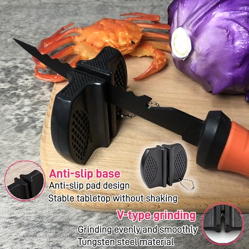 2PCS fillet knife Set, 5 & 7 inch Stainless Steel filet knife for fish, Fishing Gear, Fishing Tool Set, Fishing Accessories Gifts, Non-Slip Handles, with Sharpener and Cutting Resistant Gloves, Orange - color: 2PCS-Orange