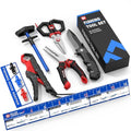 SNAIL TRAIL 7pc Fishing Tool Kit - 17" Pocket Fish Ruler & Knot Tying Guide, Split Ring Pliers, Braid Scissors & Bait Knife. Fish Lip Gripper, Hook Remover and Hook Keeper. Fisherman Gifts