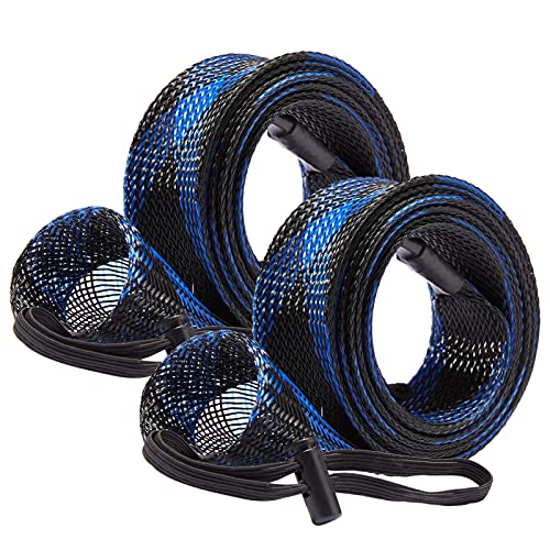 BASSDASH Casting Spinning Fishing Rod Sleeves Protective Rod Socks for Fishing Poles Up to 7-1/2ft - color: Black & Blue - 2pcs, size: For Casting Rod up to 7-1/2 ft