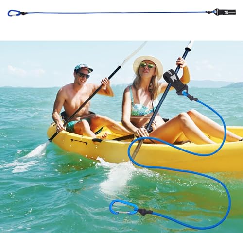 Kayak Paddle Leash, Paddle Leash Lightweight Coiled Kayak Rod Leashes for SUP Kayaking Canoing Fishing Boating - color: Blue - 4 Pack