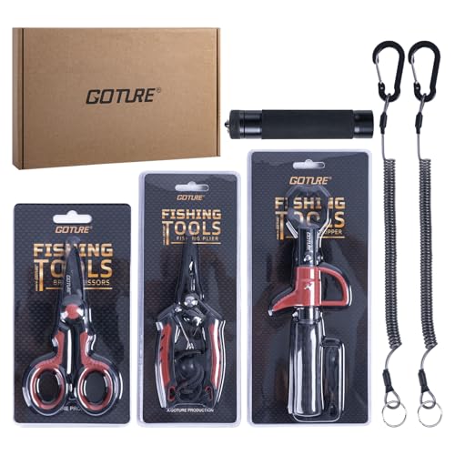 Goture Fishing Tool Kit,Fishing Pliers,Fillet Knife with Sheath,Fish Lip Gripper,Fish Hook Remover,Lanyard,Line Scissors,Sharpener,Stainless Steel Soap,Saltwater Gear Kit,Red/Pink,Gifts for Men/Women - color: A3:6pcs Fishing Tool Kit