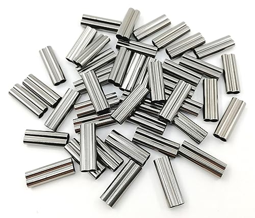 100pcs Fishing Crimp Sleeves Double Barrel Crimp Sleeves Brass Copper Crimping Sleeve Tubes Fishing Line Connector Fishing Wire Leader Rigging Tackle - size: Inner Dia 2.4mm