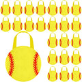 Shihanee 24 Pcs Softball Party Favor Bags Ball Themed Party Goodie Candy Bags Sport Game Treat Handbags Softball Non Woven Gift Handbags for Sport Theme Supplies - style: Softball