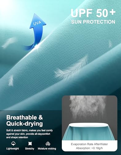 Men's Sun Protection Hoodie Shirts Long Sleeve UPF 50+ Swim Shirts for Men Rash Guard Fishing Shirt Quick Dry - color: Gradient Blue Green, size: Medium