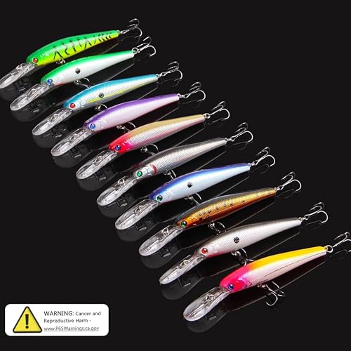 Hard Fishing Lures Bait Minnow Lures Bass CrankBait Jerkbait Set Life-Like Swimbait Deep Diving Sinking Lures with Treble Hook for Bass Trout Walleye Redfish - style: Type A-10pcs
