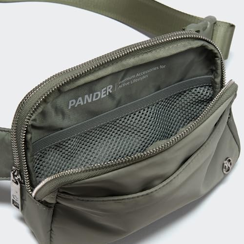 Pander Everywhere Belt Bag for Women, 5 Zipper Pockets Nylon Crossbody Fanny Pack Purse (Grey Sage). - color: Grey Sage