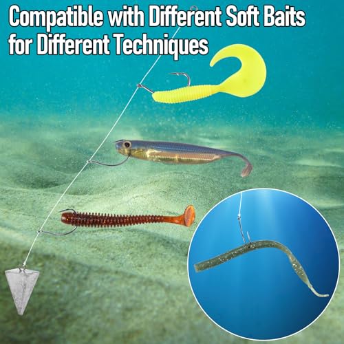 Dr.Fish 100 Pack Drop Shot Hook Bass Fishing Hooks Freshwater Black Nickel Wacky Hooks for Drop Shot Rig - size: #4-100 Pack