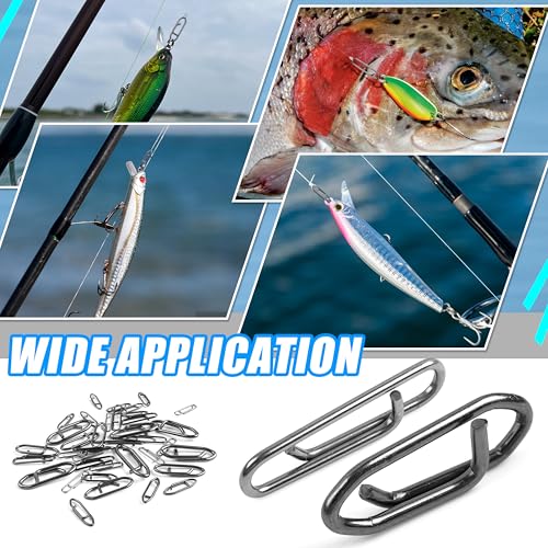 OROOTL Fishing Power Speed Clips Kit, 48/165pcs High Strength Stainless Steel Fishing Snap Lure Clip Quick Change Fishing Snaps Clips Set for Freshwater Saltwater Connector Tackle - style: Clip Kit - 48pcs