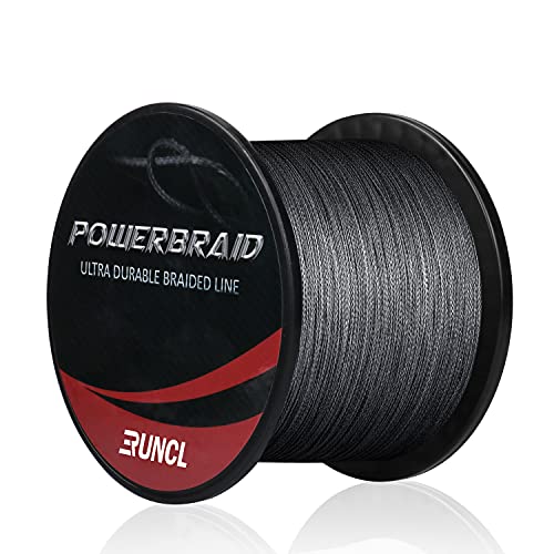 RUNCL PowerBraid Fishing Line 4/8/9 Strands, Braided Fishing Line 300/500/1000Yds - Seamless Weaving Tech, Enhanced Coating Tech, Zero Stretch, High Sensitivity, Smaller Diameter - Braid Line 15-115LB - color: Gray, size: 18LB-300yds(8 Strands)