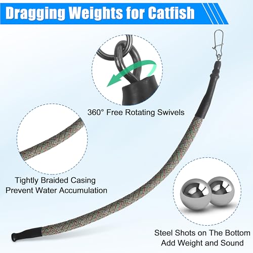 Dragging Weights for Catfishing, 5pcs Rattle Snake Dragging Weights No Snag Sinkers Dragging Drift Weight for Trolling Drifting Bottom Bouncing Snagless Catfish Sinkers Tackle Gear - style: 3oz-5pcs